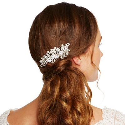 Statement pearl and navette swirl hair comb